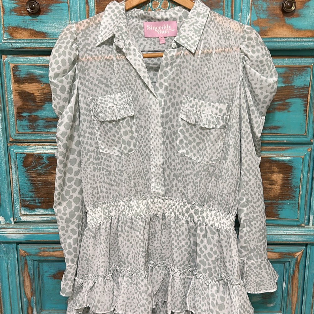 Sincerely Jules White Patterned Long Sleeve Dress